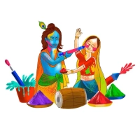 Festive Radha Krishna Holi Celebration Canvas wall art print | PrintPosters.in